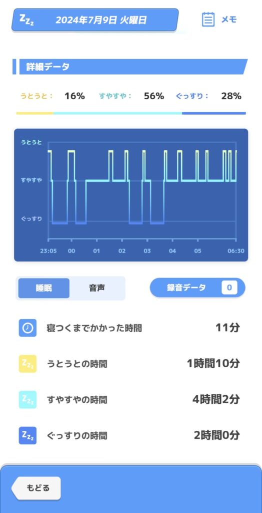 ある日の睡眠分析データ